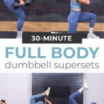 collage of woman performing arm workout routine exercises