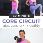 woman performing three core circuit exercises