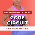 woman performing standing core rotation as part of core circuit workout