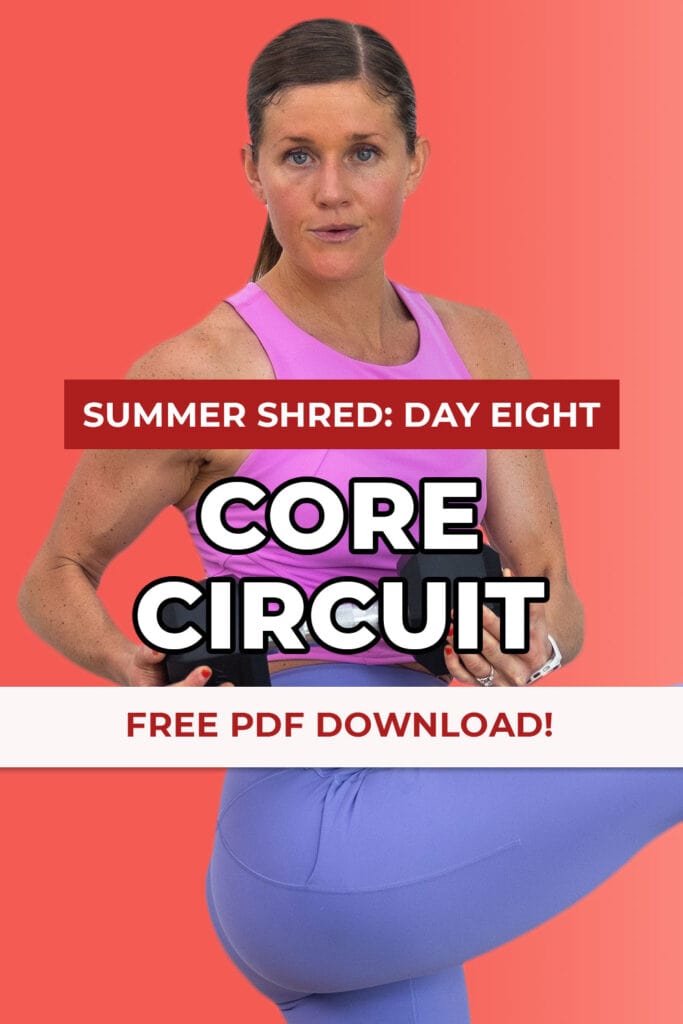 woman performing standing core rotation as part of core circuit workout