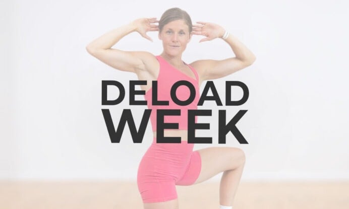 woman performing mobility exercise as part of deload week routine