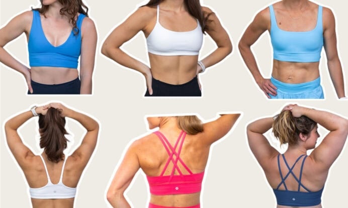 best women lululemon sports bras including align bra, wunder train strappy bra, like a cloud bra, energy bra and bend scoop bra.