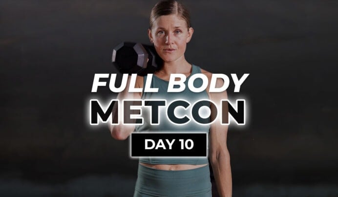 Woman performing a metabolic conditioning exercise