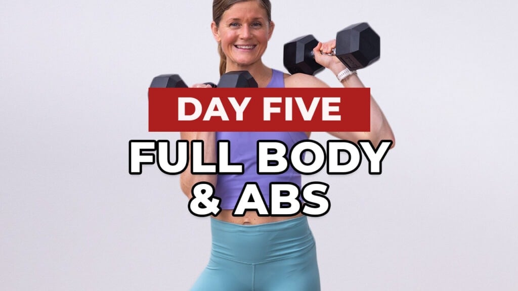 woman performing bicep curl as example of full body and ab workout