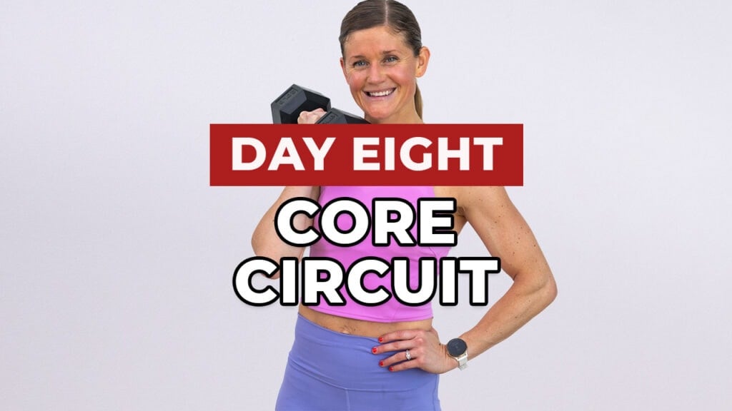 woman holding dumbbell as part of core circuit workout