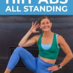woman performing standing crunch as part of quick ab workout