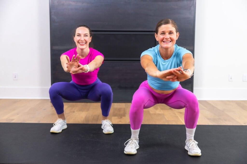 example of women performing squat pulses