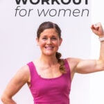 woman flexing as part of upper body workout for women